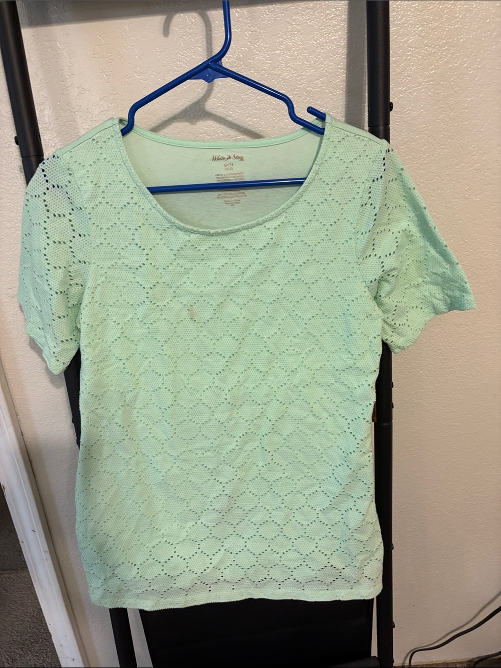 Mint Lace Short-Sleeve Knit Top